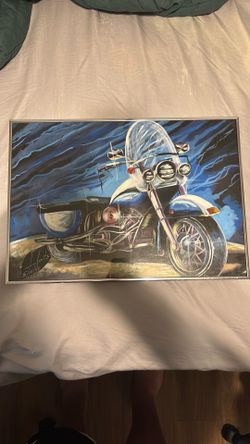 Painitng of vintage motorcycle