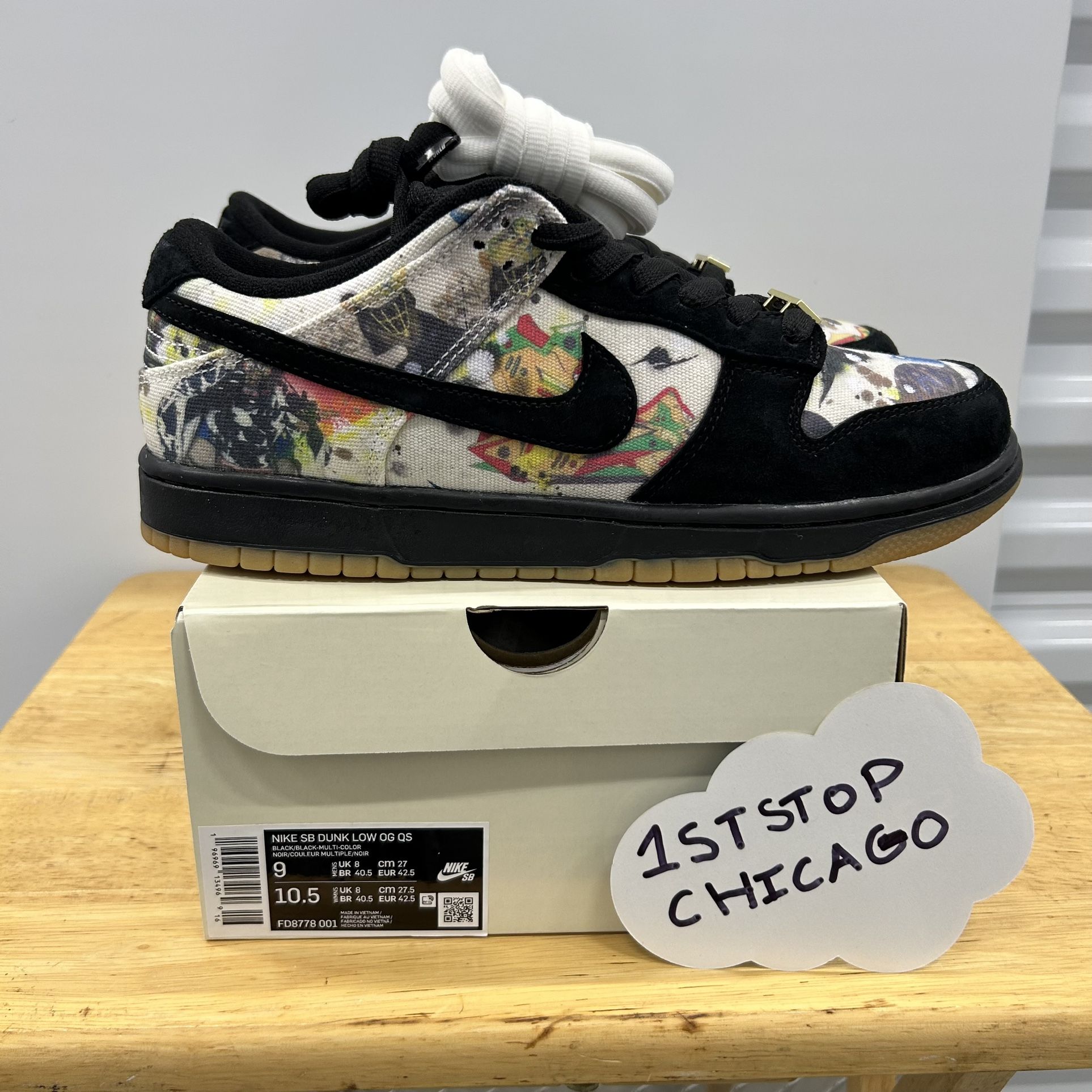 Nike SB Dunk Low Supreme Rammellzee Size 9 FD8778 001 2023...