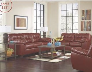 BRAND NEW RED LEATHER COUCH AND LOVESEAT FOR SALE