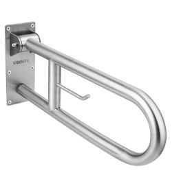 29.5 INCH Stainless Toilet Safety Rails,Disabled Flip-Up Bathroom Grab  Paper Holder,Toilet Handrails