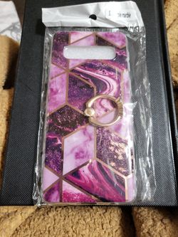 Samsung Galaxy S10 Purple With Gold Marble And Ring Holder