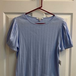 Brand new Ladies blue puff sleeve crew top size XL
