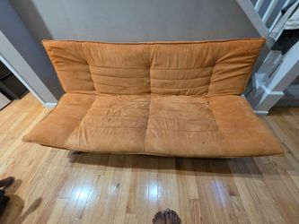Free Futon Couch – Tan, Converts to Bed – Has Stains