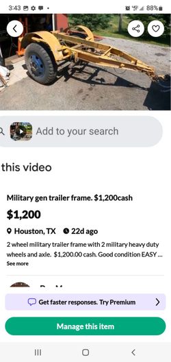 Military generator trailer $1,200