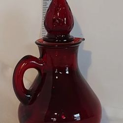 Avon Red Glass Decanter With Red Glass Stopper