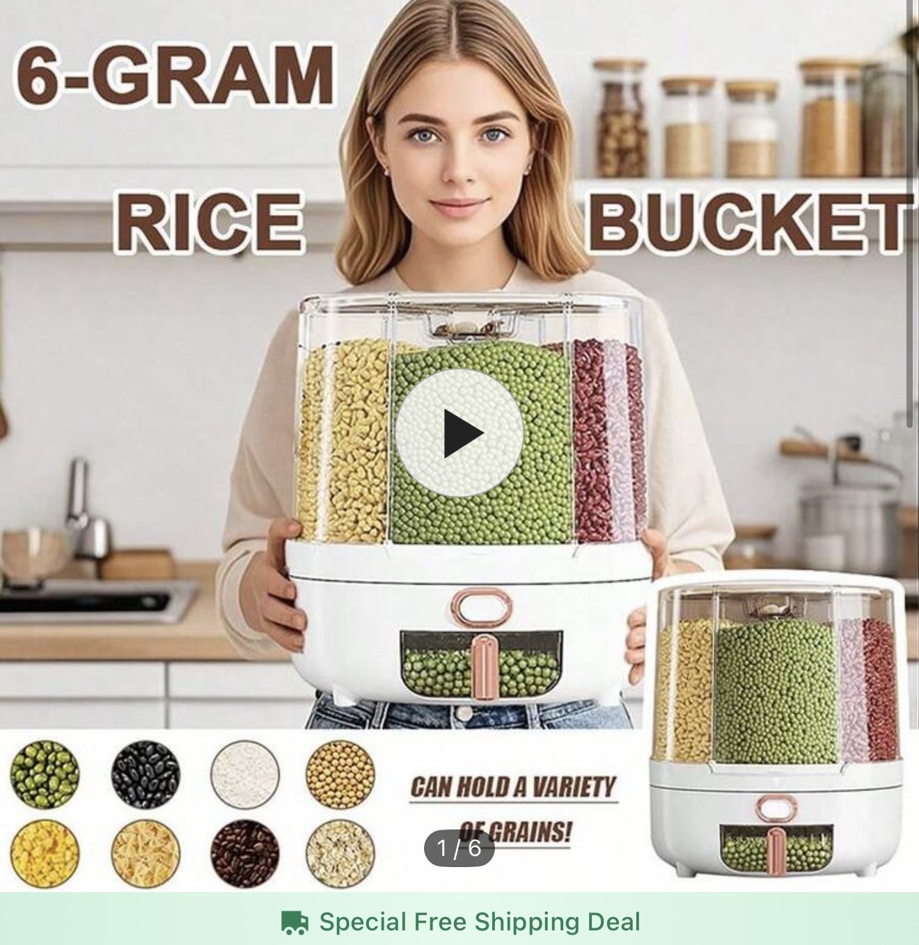 6 Gram Rice Bucket Great Condition