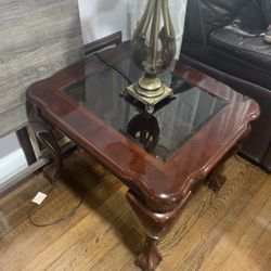 Side table with glass top