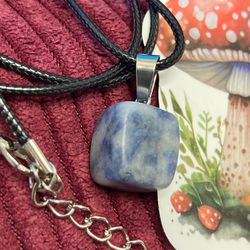 Blue Sodalite Crystal Stone Necklace 