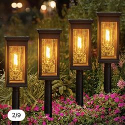 F245 6Pcs Outdoor Solar Powered Tungsten Filament Ground Light for Garden Waterproof Landscape Lamp