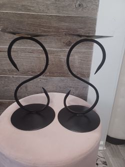 black wrought iron candlesticks