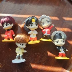 $10.00 - (5) BTS HIP HOP GROUP FIGURINES - McDonald's Collection!  Like New/No Box!