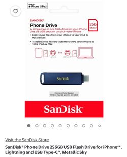 SanDisk Phone Drive 256GB USB Flash Drive for iPhone, Lightning and USB Type-C