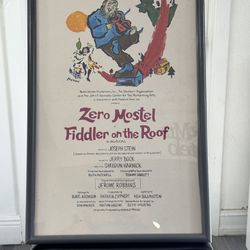 ZERO MOSTEL FIDDLER ON THE ROOF, BROADWAY WINDOW CARD/POSTER 15x23 FRAMED