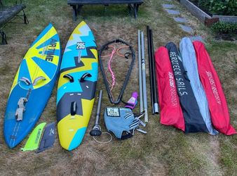 1 Full windsurf Setup with Fanatic 295 Board,4 sails, 2 masts + boom - Los Angeles