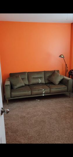 Retro Green Suede Couch