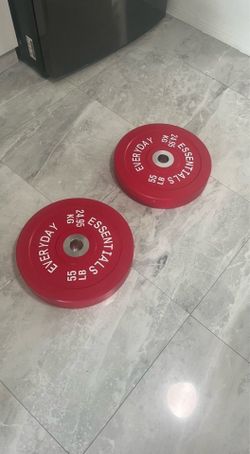 Cash only no Zelle New Pair Of 55lb Bumper Plate With Solid Steel Insert competition Olympic Weights Plates Total 110lb last pair