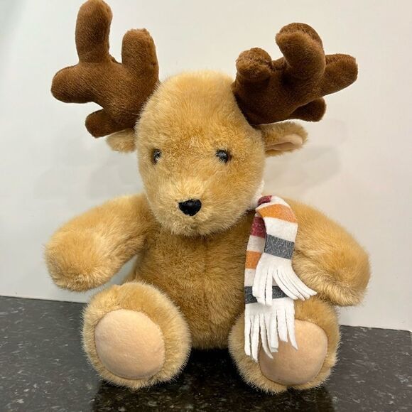 Hudson Bay Company Vintage Reindeer Hudson Bay Scarf Stuffed Toy 14” RARE