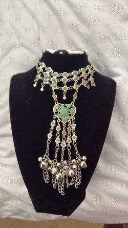 Silver and mint choker