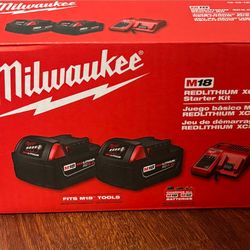 Milwaukee M18 18-Volt Lithium-lon XC Starter Kit with Two 5.0Ah Batteries and Charger