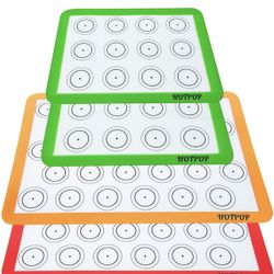  Silicone Macaron Baking Mats 0.75mm, Non-Stick Silicon Liner for Bake Pans & Rolling - Macaron/Pastry/Cookie/Bun/Bread Making (2 HALF SIZE+ 2 QUARTER