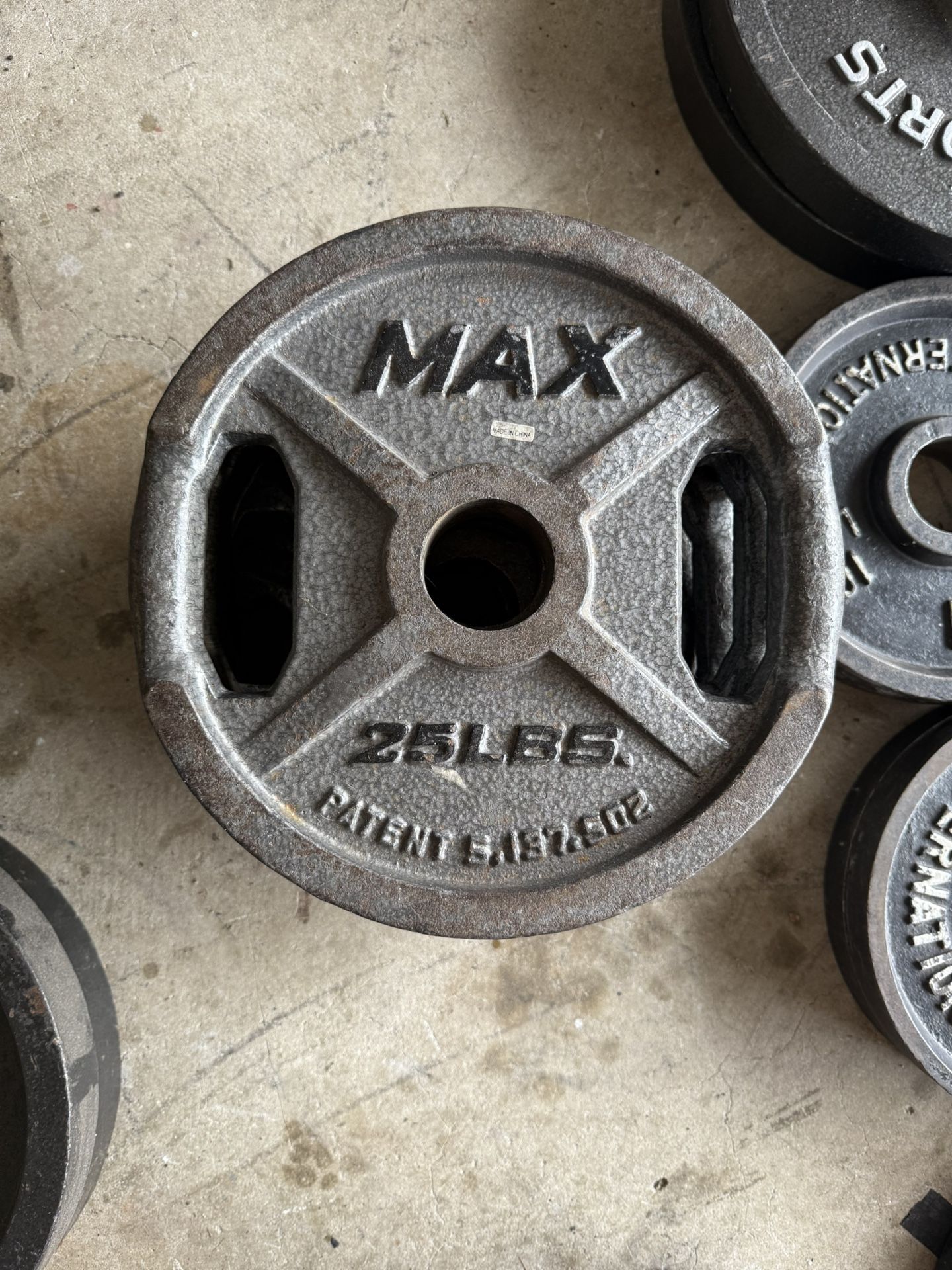 Set of two 25lbs Olympic barbell weight plates