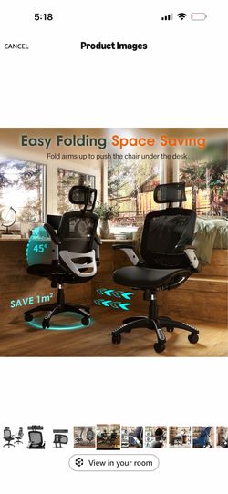 Ergonomic Office Chair, High Back Home Desk Chair with Headrest, Flip-Up Arms, 90-120° Tilt Lock and Wide Cushion, Big and Tall Mesh Chairs for Man Wo