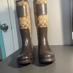 Coach Rain Boots Woman’s Brown Sz 6.5