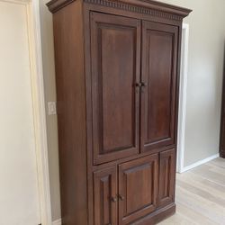 TV Armoire Cabinet W 2 Side Bookshelves