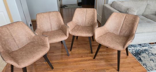 Set of 4 PU Leather Living Room Chairs Modern