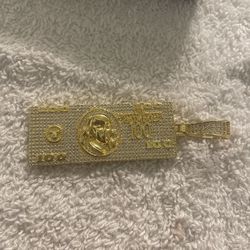 Stainless Steel $100 Dollar Bill Pendant 