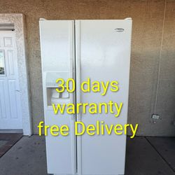 30 Days Warranty(Whirlpool Side by Side Refrigerator 21  Cuft (size 30" W 66" Ht