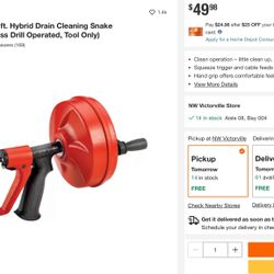 RIDGID Power Spin+ 1/4 in. x 25 ft. lybrid Drain Cleaning Snake Auger (Manual or Cordless Drill Operated, ool Only)