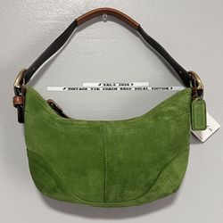 Vintage Y2K Coach Mini Soho Hobo Green Suede Shoulder Bag 💚