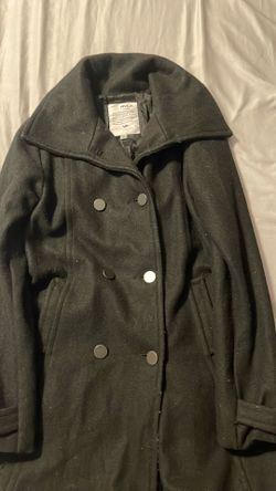 RVCA GYPY LONDON Women's Black Pea Coat Wool Button Pockets Collared Size S