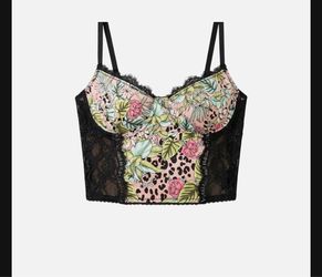 Floral Tropical Print Lace Corset Crop Top