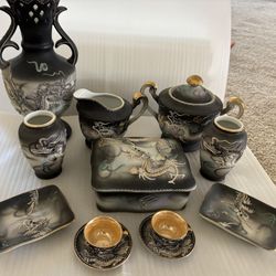 Japanese Moriage Dragonware Hand Painted Vintage Japanese Tea set