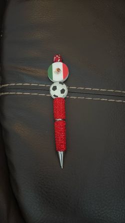 Mexico Soccer Rhinestone Beaded Pen