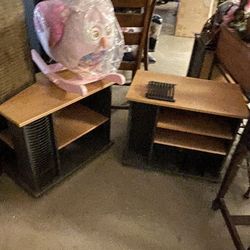 2 side tables with side openings to place things perfect to help make room 40.00 each I