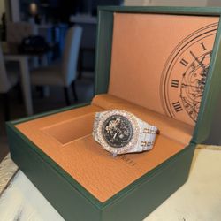 Luxury Iced-Out Skeleton Watch 💎 Full Moissanite | Swiss Movement | Box Included