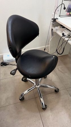 Black Saddle Stool with Back Support