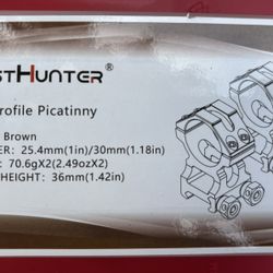 WestHunter High Profile Scope Rings 34/30/25.4mm Tube Optic Sights Mount Bracket