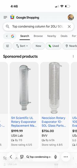 Top condensing column