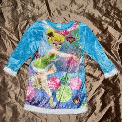 Disney Fairies girls size small 6x Tinkerbell Christmas festive Gown Pajama Nigh