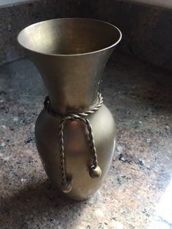 Brass Vase with Twisted Rope Detail.