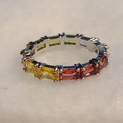 Sterling Silver Tricolor Ring Size 8