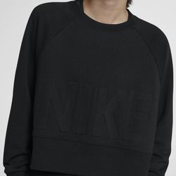 Nike Dry Versa Cropped Embossed Crew Neck Training Pullover - Black - Size XS