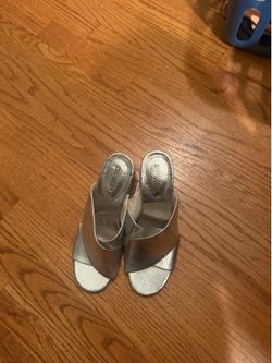 Silver mules shoes size 6