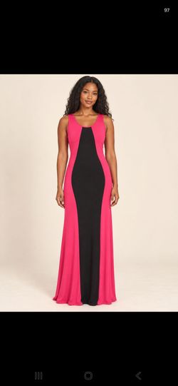 Pink and Black Color Block Maxi Dress