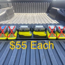 RYOBI ONE+ 18V 4.0 Ah Lithium HIGH PERFORMANCE Battery & Charger Starter Kit **$55 Each**