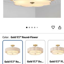 Gold 17.7" Round-Flower Ceiling Light